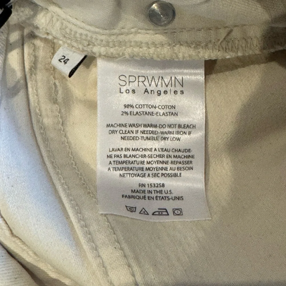 NWT SPRWMN Women’s High-Waisted Micro Flare Jeans in Earhart (Cream) Size 24